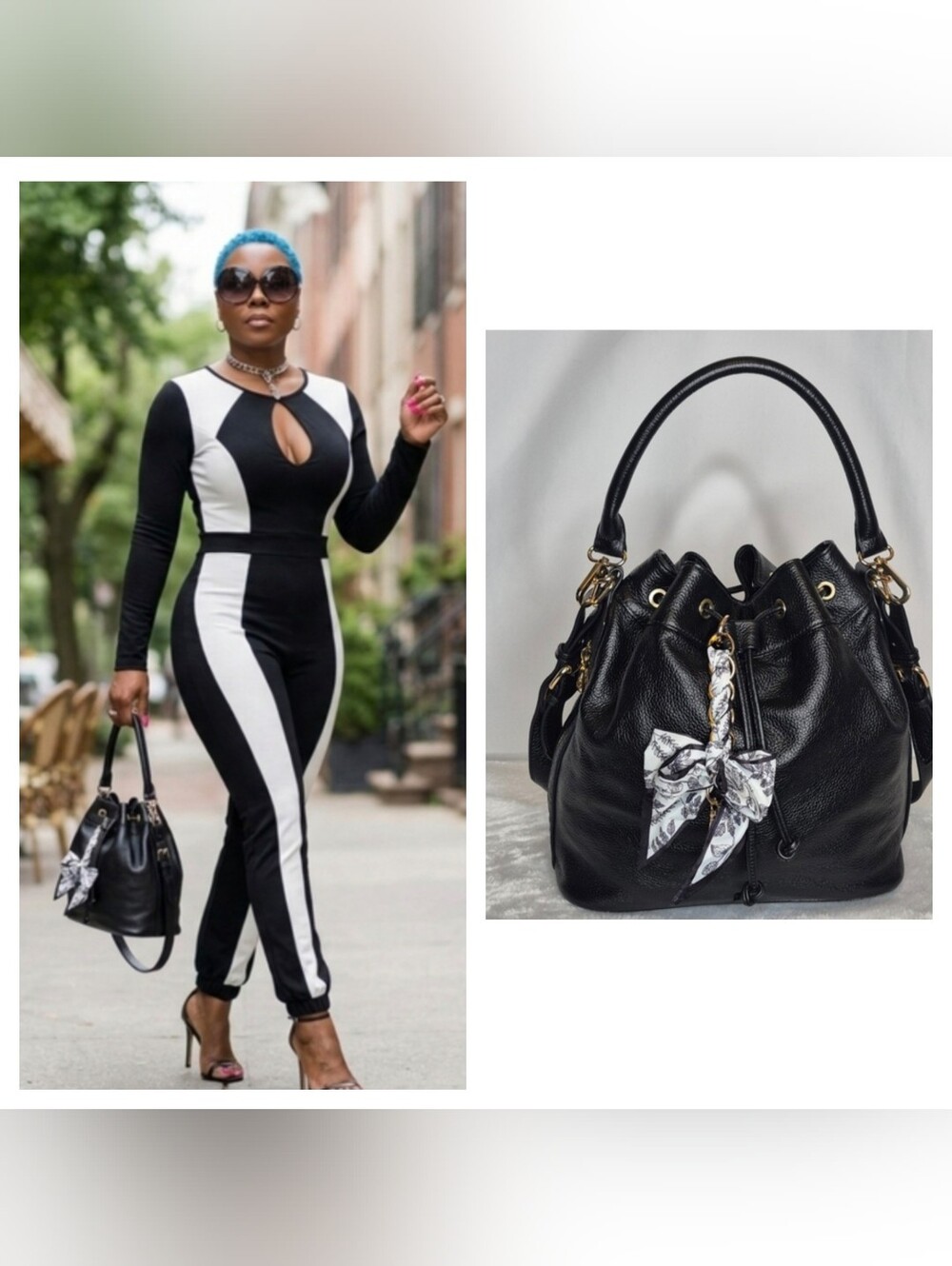 Ora Delphine Black Pebbled Leather Shoulder Crossbody Bag with Bow Accent